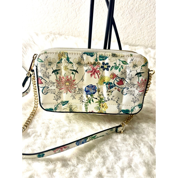 Aldo floral crossbody strap double zippered purse bag with card slots - Picture 1 of 6